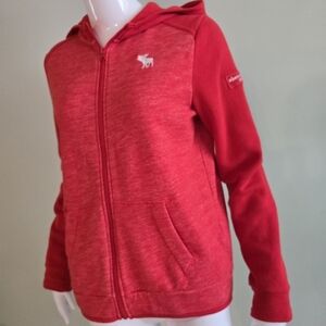 Abercrombie KIDS 15/16 Red Full Zip Hooded Sweater Fits like Women's S/ M